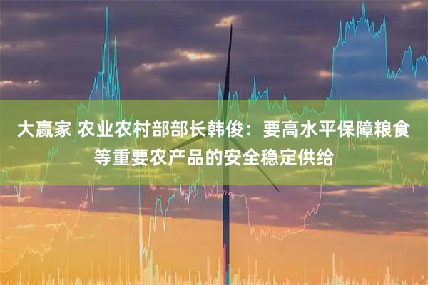 大赢家 农业农村部部长韩俊：要高水平保障粮食等重要农产品的安全稳定供给