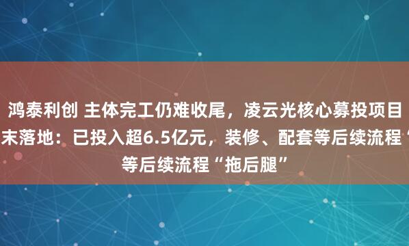 鸿泰利创 主体完工仍难收尾，凌云光核心募投项目延期至年末落地：已投入超6.5亿元，装修、配套等后续流程“拖后腿”